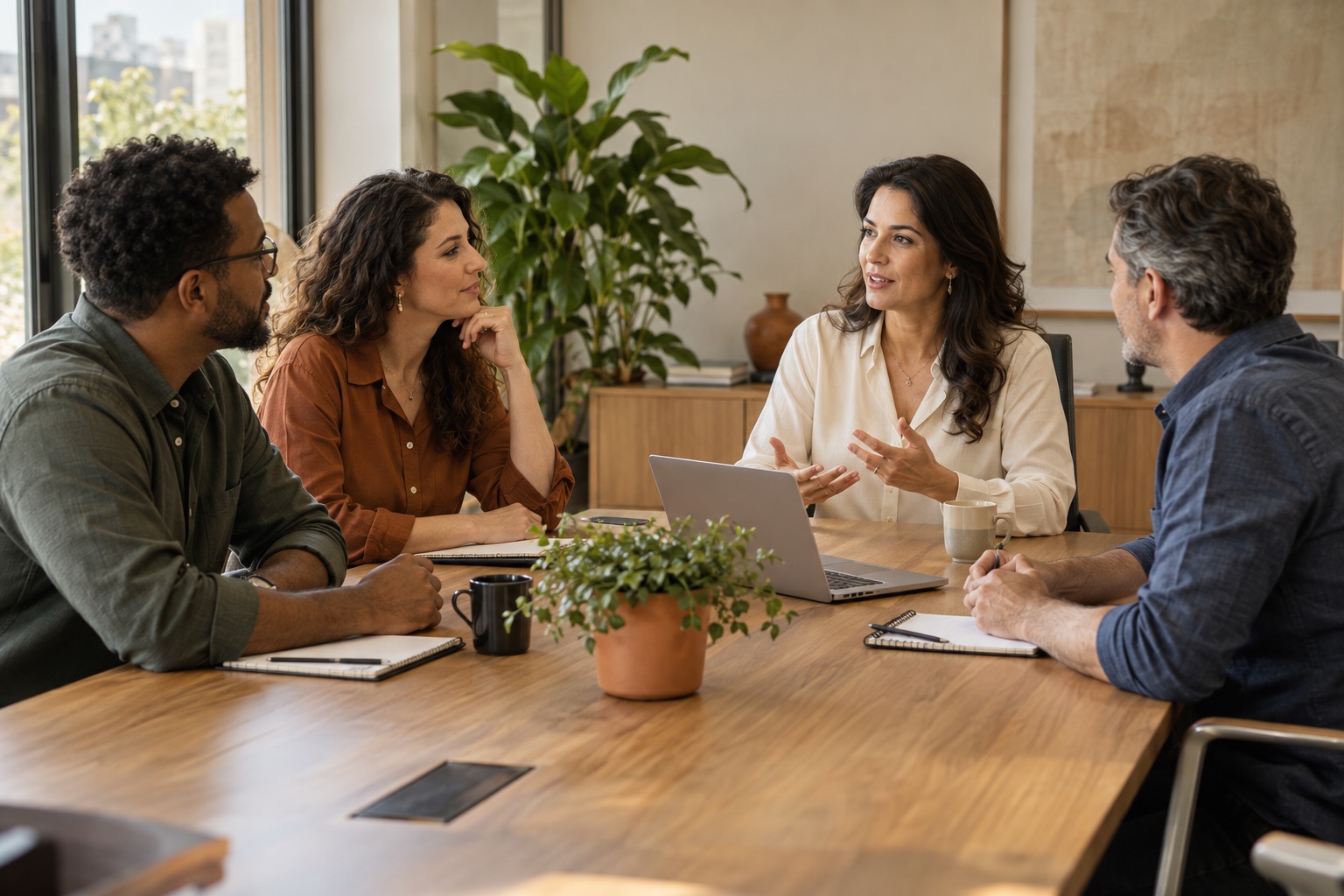 Equipe corporativa em reunião de desenvolvimento humano